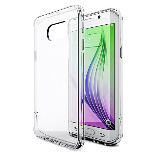Galaxy S6 Edge Case, Enther [Ultimate Cushion] Slim Scratch/Dust Proof Hybrid Transparent Clear Case with Shock Absorb Trim Bumper - Authentic Retail Packaging - for Samsung Galaxy S6 Edge