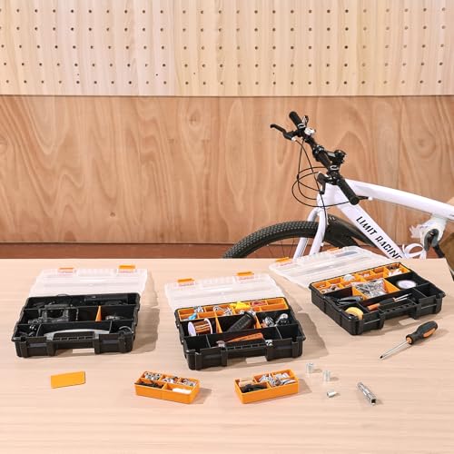 VEVOR 3-Pack Small Parts Organizer, 21 Compartments Tools Organizer Box with Removable Dividers, PP Hardware Storage Box with Safety Latch & Portable Handle for Nuts, Bolts, Screws, Nails by VEVOR - Image 2