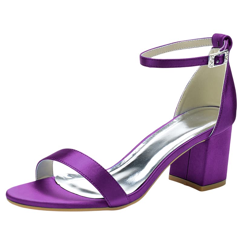 Sandales à lanières violettes pour mariage et soirées chic en satin confortable