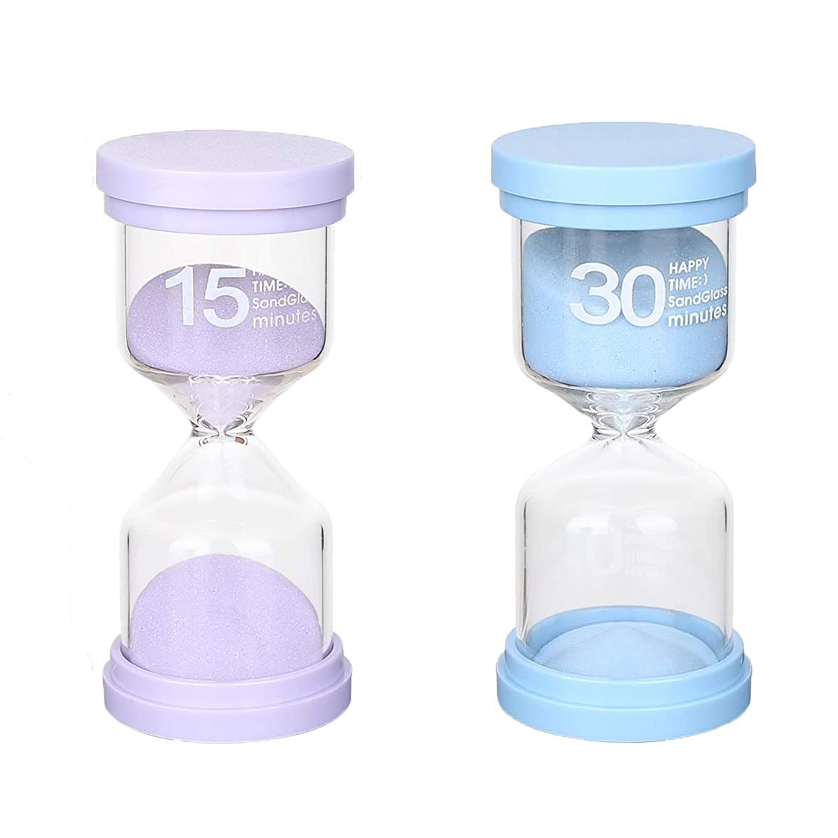 Qikaara Sand Timer Set, 15 & 30 Minutes, Kids' Hourglass, Glass Timer, Home & Office Decor, 2-Piece Set
