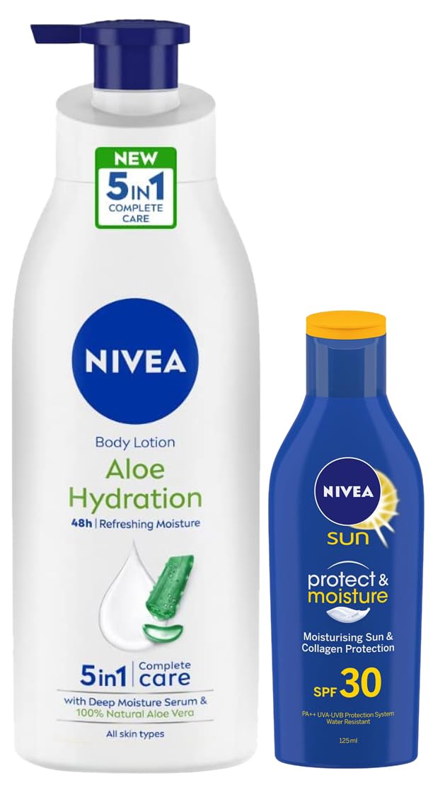 Nivea Sun Lotion, Spf 30, Water Resistant Sunscreen, Dry Skin Type For Men & Women, 125Ml&Body Lotion, Aloe Hydration, Wit... - Review, Price and Buying Guide