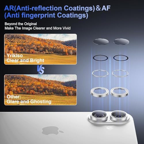 Image of Choiche Camera Lens Protector Compatible for iPhone 17 (Silver) - 9H Tempered Glass Camera Cover, HD Clear Anti-Scratch Screen Protector with Metal Ring Decoration, Case Friendly, Night Shot Safe
