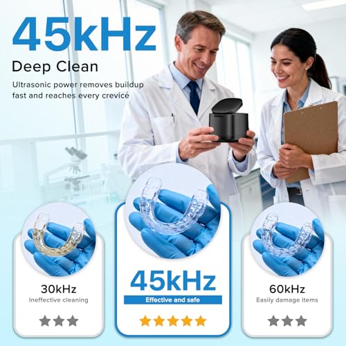 Image of Ultrasonic Retainer Cleaner with UV-C, 45kHz Rechargeable Dental Cleaning Machine 4000mAh, 200ML for Denture, Mouth Guard, Night Guard, Aligner, 3 Modes & 6 Cleaning Tablets