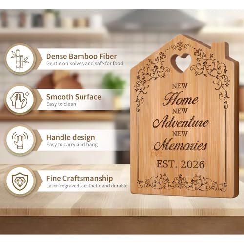 New Home Gifts, House Warming Gifts New Home, Unique House-Shaped Cutting Board - 2026 Housewarming Presents for Couple Friends Family - Image 4