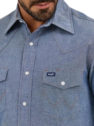 Wrangler Men's Authentic Cowboy Cut Work Western Long Sleeve Shirt,Blue,17 1/2 35 – Ansicht 5