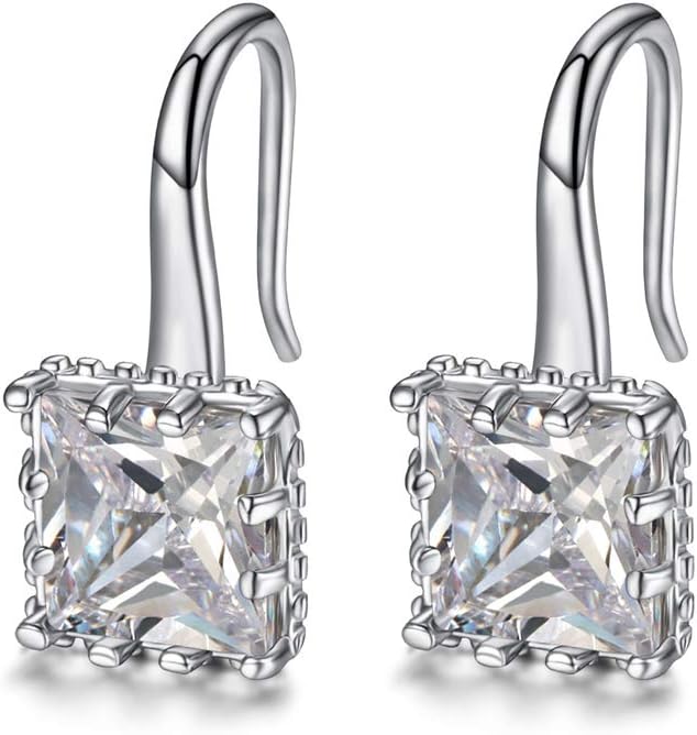 YAZILIND Dangle Pierced Earrings with Cut CZ in 18K White Gold Plated,for Birthday Valentine Anniversary