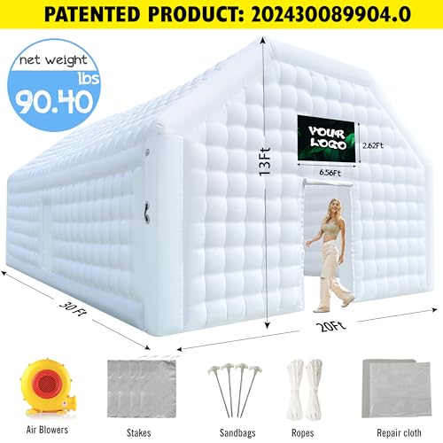 WARSUN Large White Inflatable Night Club 30x20x13Ft Inflatable Party Tent with Logo Area Disco Cube Gazebo Event House for Wedding Birthday Raves Dance Floor Yard Party Business - Thumbnail 6