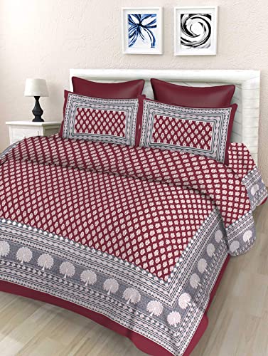 Image of Monique Bedsheet Set | 144 TC Cotton Bedsheet for Double Bed with 2 Pillow Cover
