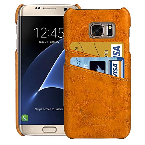 JSLY – Capa rígida de couro com textura de cera de óleo para Galaxy S7 Edge/ G935 com compartimentos