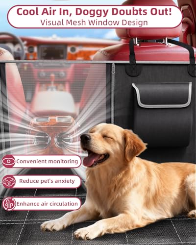 UPAWPIA Hundedecke Auto Rückbank 100% Wasserdicht Kratzfeste Autoschondecke Hund Rücksitz mit Seitenschutz und Sichtfenster Hundematte Auto Rückbank Universal für PKWs LKWs und SUV mit Sicherheitsgurt
