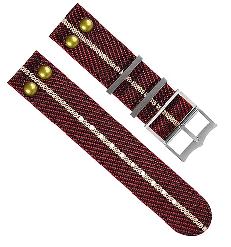 Bracelet de montre en tissu de 22mm style Tudor avec rivets et boucle argentée en nylon robuste