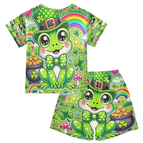 Frog St Patricks Pajama Set Short Sleeve Nightwear Soft Clothes Set Summer Pajamas Cotton 5Y2