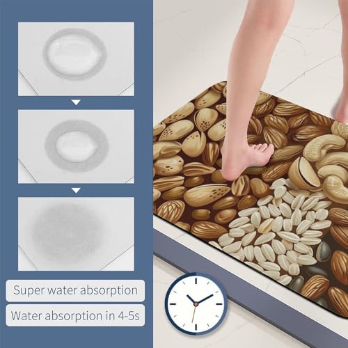 Tapis de bain Diatomées à séchage rapide avec dos caoutchouc
