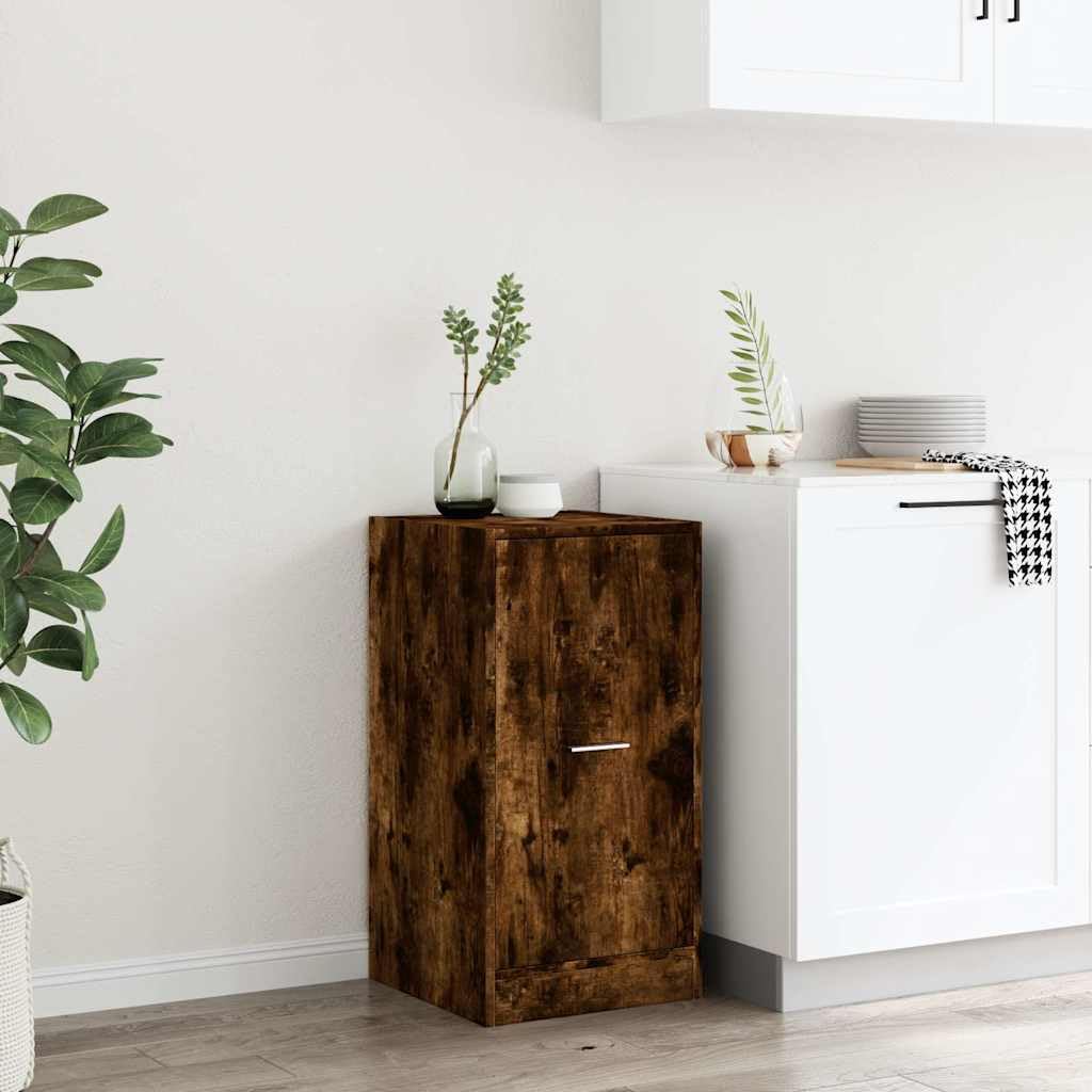 Armoire à pharmacie en bois de chêne fumé - 40 x 41 x 77,5 cm - Avec 2 tiroirs de rangement et tiroir - Commode polyvalente pour bureau, salon, cuisine et couloir