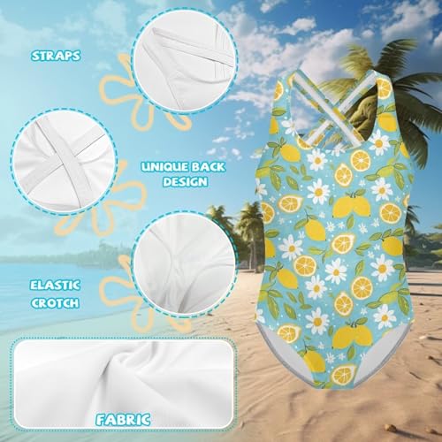 Image of One Piece Swimsuit for Girls Kids Quick Dry Bathing Suit with Crossback Strap Summer Beach Swimwear Size 5T-14