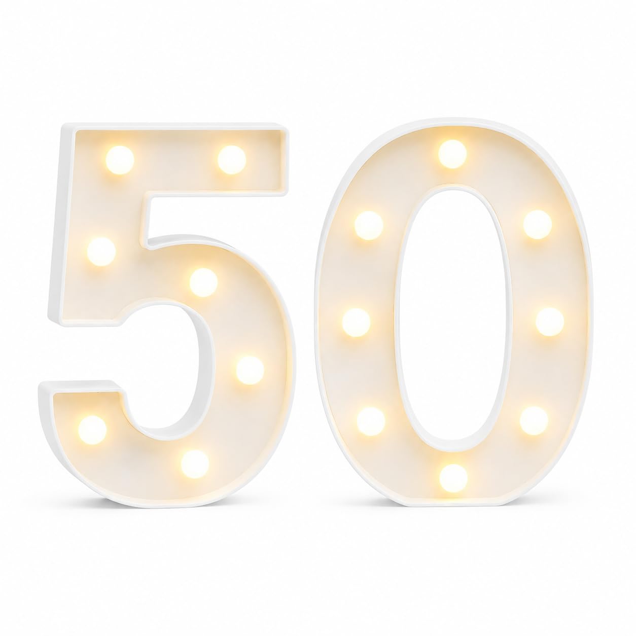 LED Light Up Numbers 50, 20cm Marquee Number Lights, Battery Operated Number Light Decorations for 50th Birthday Party, Graduation, Wedding Anniversary, Tabletop and Wall Decor