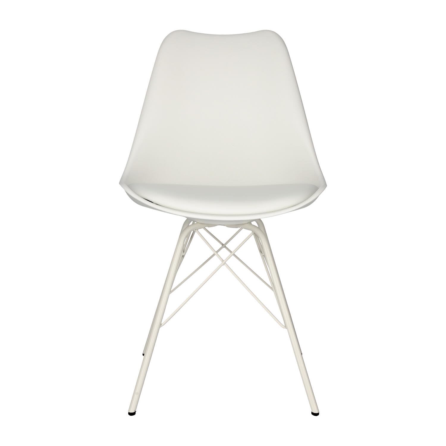 AC Design Furniture Emanuel krzesła do jadalni, zestaw 2 sztuk, szer. 48,5 x wys. : 85,5 x gł. 54 cm, biały/biały, PU/metal, 2 szt