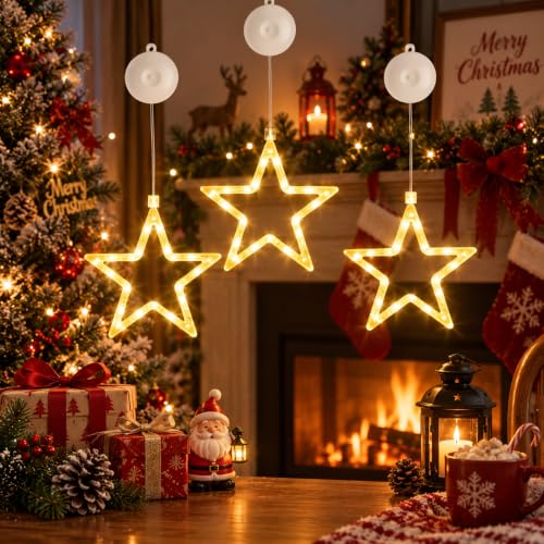 Aogled 3 estrellas LED para decoración navideña, color blanco cálido