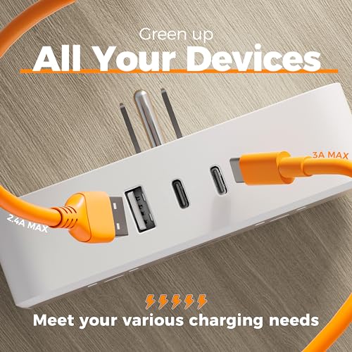 Surge Protector Outlet Extender, TESSAN Multi Plug Splitter with 4 Electrical Outlets 3 USB Blocks(2 USB C), Flat Multiple Wall Plug Expander for Bathroom Home Office Dorm Room Essentials - Image 4