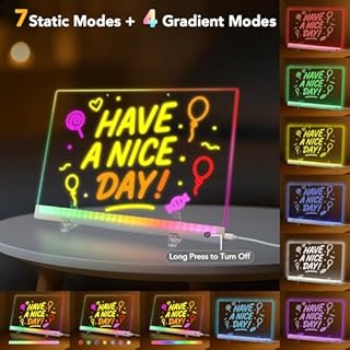 Led Drawing Board with 12 Markers, 16.5IN Light Up Message Board - 5 Light Modes 8 Drawing Stencils, Doodle Glow Led Note Board with Colors as Birthday Gifts for Boys/Grils & Valentines Day Decor