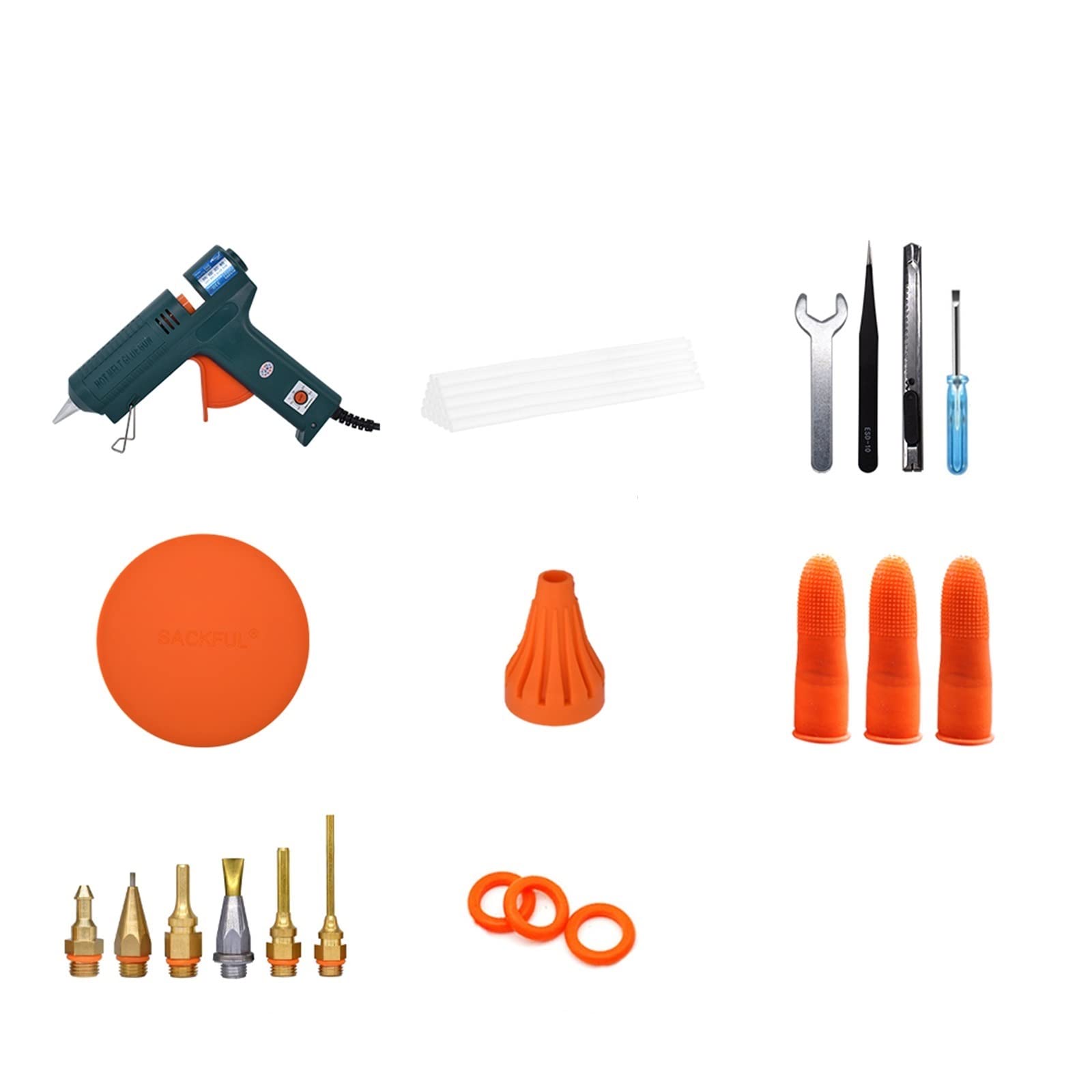 Pistolet do Kleju, 150W pistolet do klejenia na gorąco Regulacja temperatury 140~220 stopni Celsjusza Wymienna dysza Użyj 11mm kleju w sztyfcie do domu DIY, prezentów świątecznych, rękodzieła(SET-7)