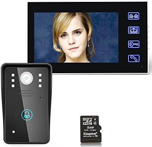GAMWATER 7" Recording Video Door Phone Intercom Doorbell with 8G TF Card Touch Button Remote Unlock Night Vision Security CCTV Camera Home Surveillance Infared LEDs fornight Vision,More Convenient