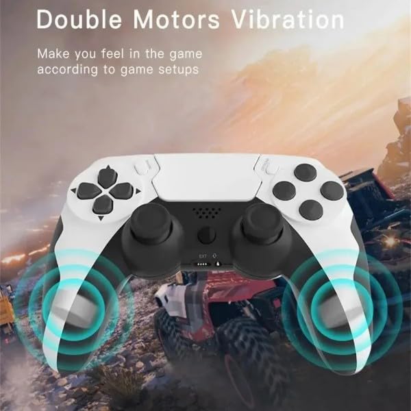 RESTEQ Manette de Jeu Sans Fil Compatible PS4/PS3/PC, Bluetooth 4.0, Double Moteur Vibrant, Touchpad Réactif, 8 Heures d'Autonomie