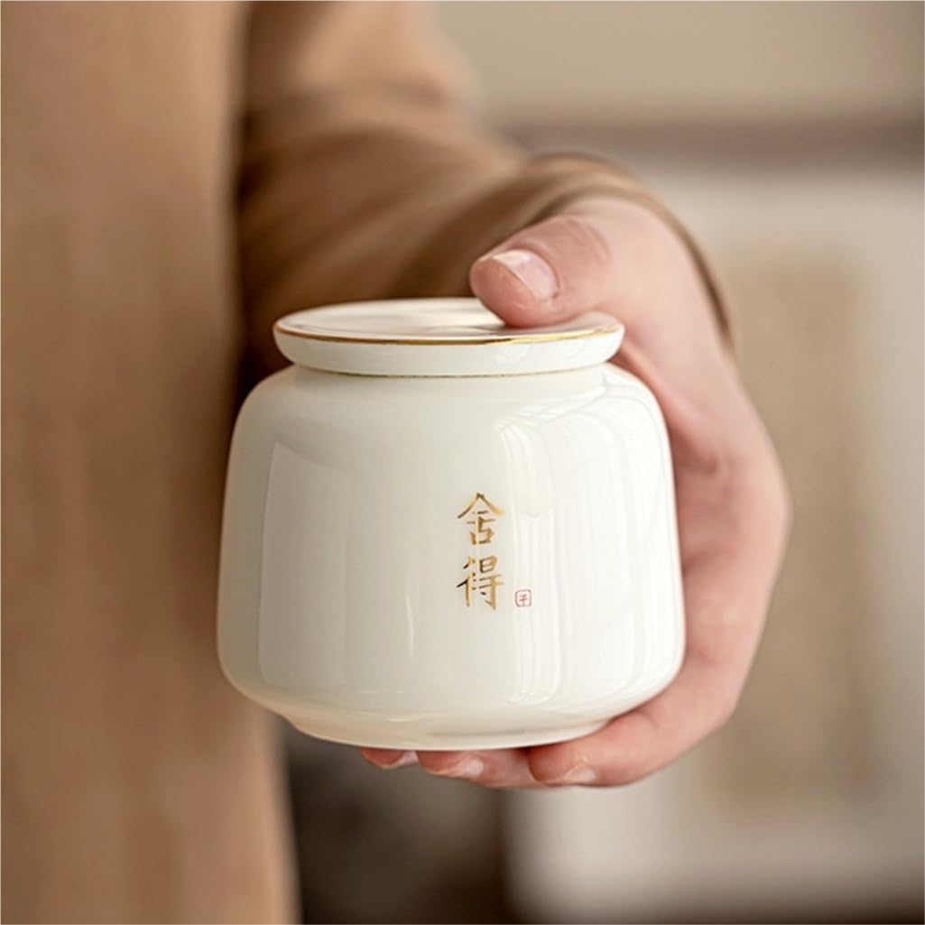 HLTYGWX Słoik na cukier Biała porcelana Słoik do przechowywania luźnej herbaty Ceramiczny szczelnie zamknięty słoik Mały podróżny Przenośny słoiczek na herbatę Słoik do przechowywania przypraw