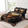 lneffble Black and Gold Heart Comforter Set Queen Size Bed 7 Piece,Heart Bedding Set Queen Black,Heart Themed Bedroom Decor,(1 Comforter, 1 Flat Sheet, 1 Fitted Sheet, 2 Pillowcase and 2 Pillow Sham) #2
