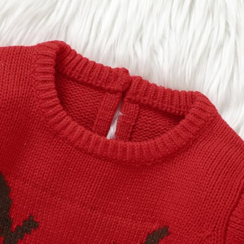 Infant Baby Girl Christmas Outfit Ruffle Long Sleeve Sweater Romper Newborn Baby Girl Reindeer Onesie Clothes2