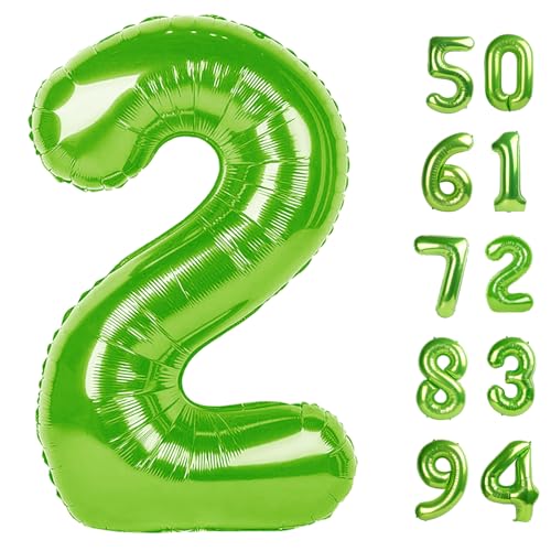 Image of Light Green 2 Balloon, Number Balloons 40 Inch, 2nd Balloon Number Birthday Decorations, Second Two Birthday Party Supplies, Number 2 Balloon