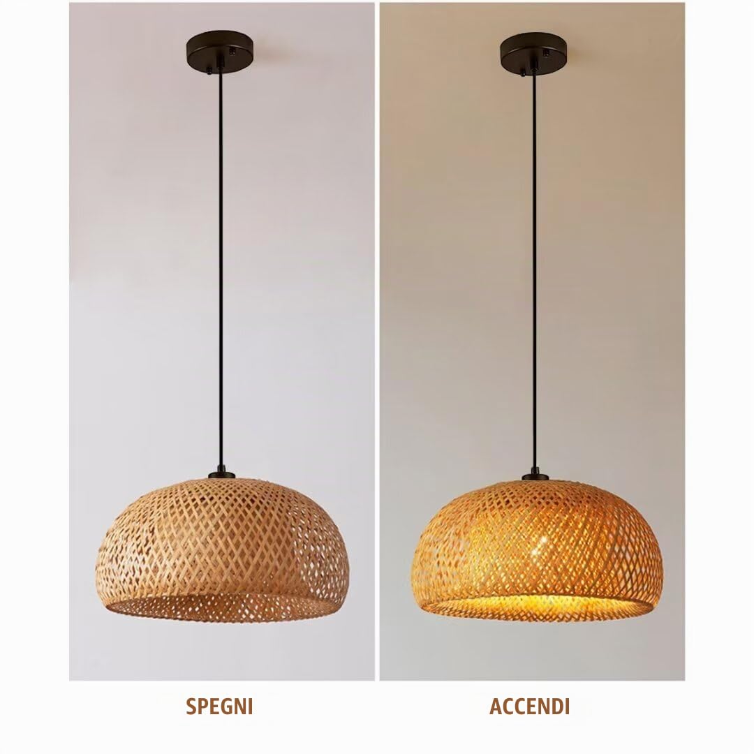 Lampadario in bambù intrecciato a mano, filo di bambù naturale, stile pastorale, lampada a sospensione, plafoniera per ristorante, caffetteria, camera da letto, ingresso