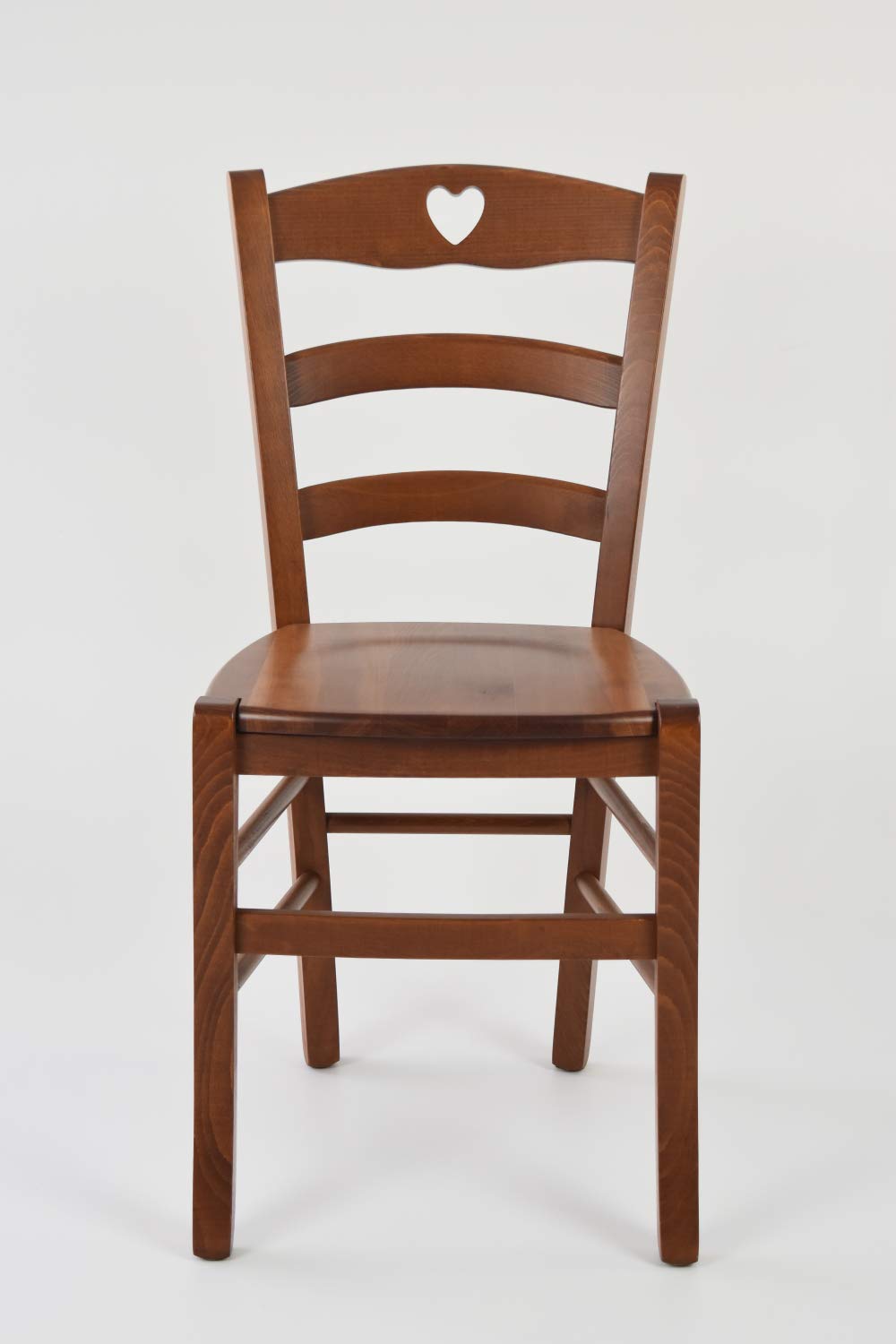 t m c s Tommychairs - Set 6 sedie modello Cuore per cucina bar e sala da pranzo, robusta struttura in legno di faggio color noce chiaro e seduta in legno
