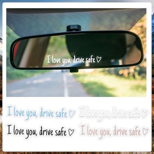 Image of 4 Pcs I Love You Drive Safe Mirror Sticker,I Love You Drive Safe Sticker for Women Men Car Accessories