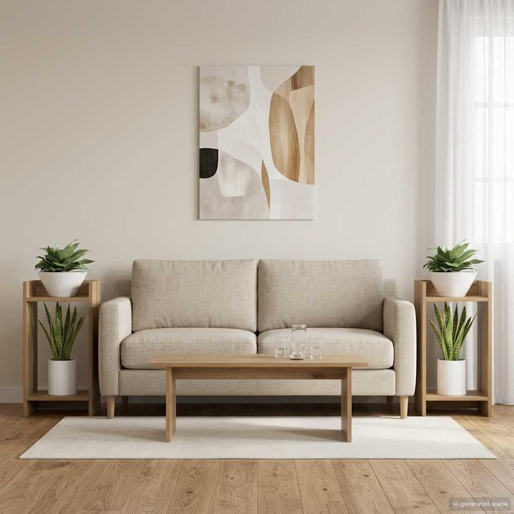 Supporto per piante, 2 pezzi, rovere Artisan, 30 x 30 x 60 cm | Materiale in legno, struttura del telaio aperto, salvaspazio, facile da montare, per soggiorno