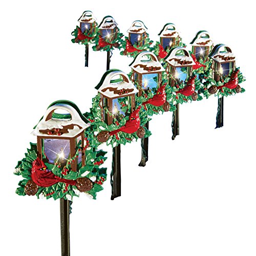 Collections Etc Christmas Cardinal Lantern Path Lights - Set of 10