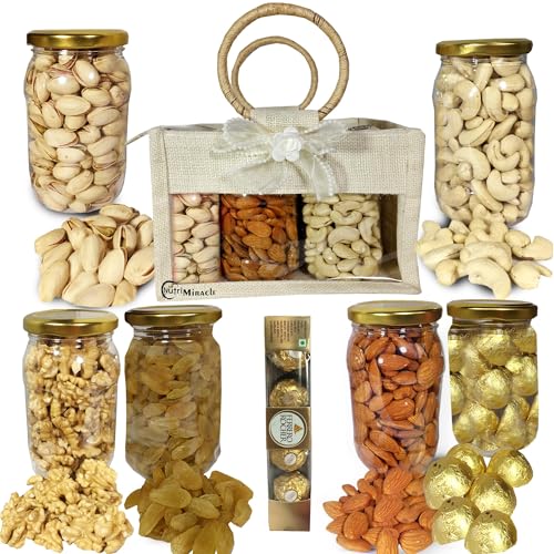 Image of NUTRI MIRACLE Diwali Gift Hamper for Corporate Employees | Nuts and Chocolate Combo Gift Office Clients