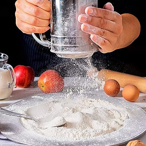 Image of Flour Sifter for Baking Atta chhani Hand Press Design Stainless Steel Flour Sifter Corrosion Resistant Large Capacity Flour Sieve Cup for Sugar Flour and Coffee Powder | Atta Chalni (B)