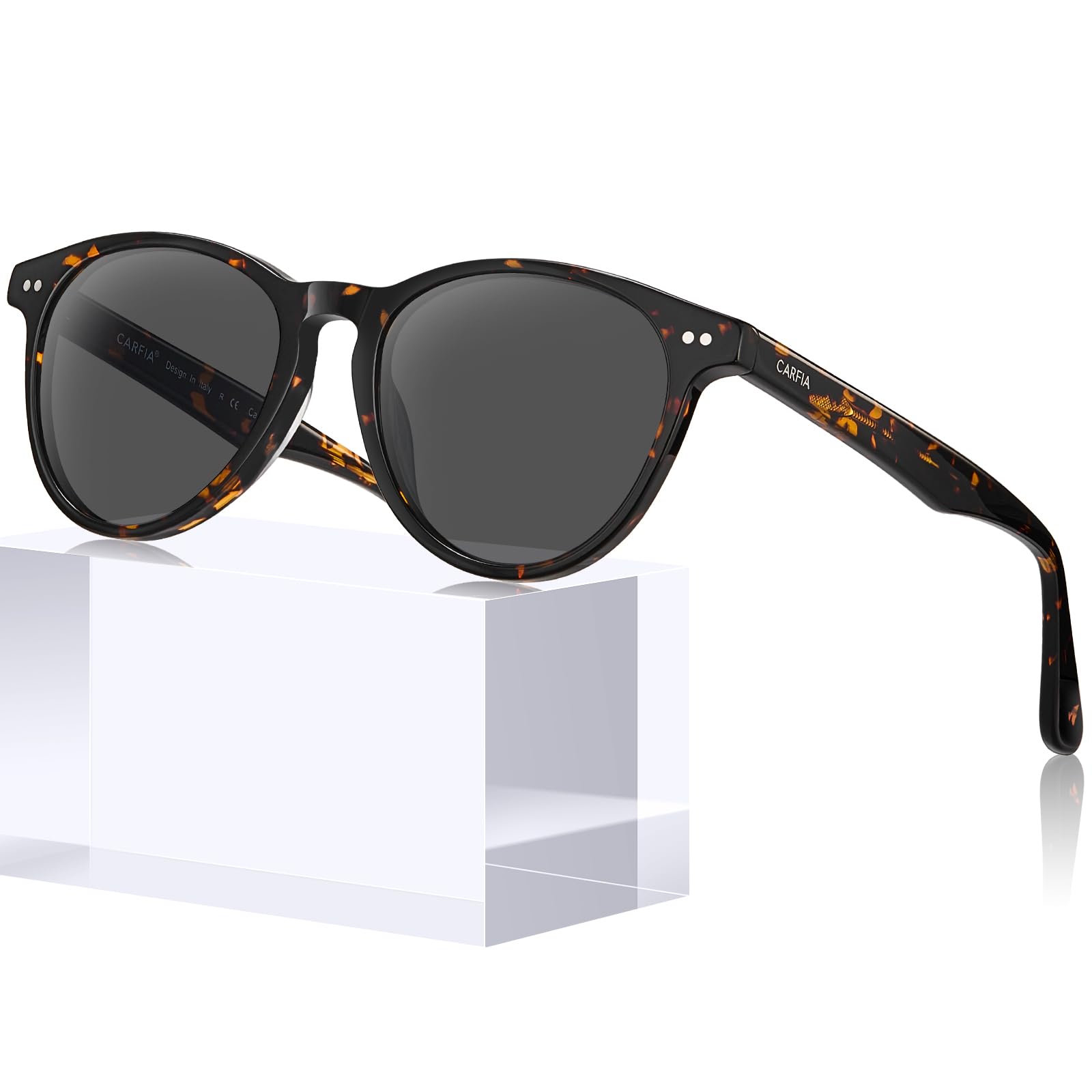 Carfia Damskie okulary przeciwsłoneczne w stylu vintage spolaryzowane UV400 ochrona twarzy małe okulary przeciwsłoneczne octanowe CA5286