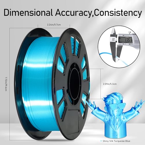 Image of Silk Peacock Blue PLA Satin Shiny 3D Printer Filament, 1.75mm Diameter 1kg Spool 2.2lbs for FDM 3D Printers