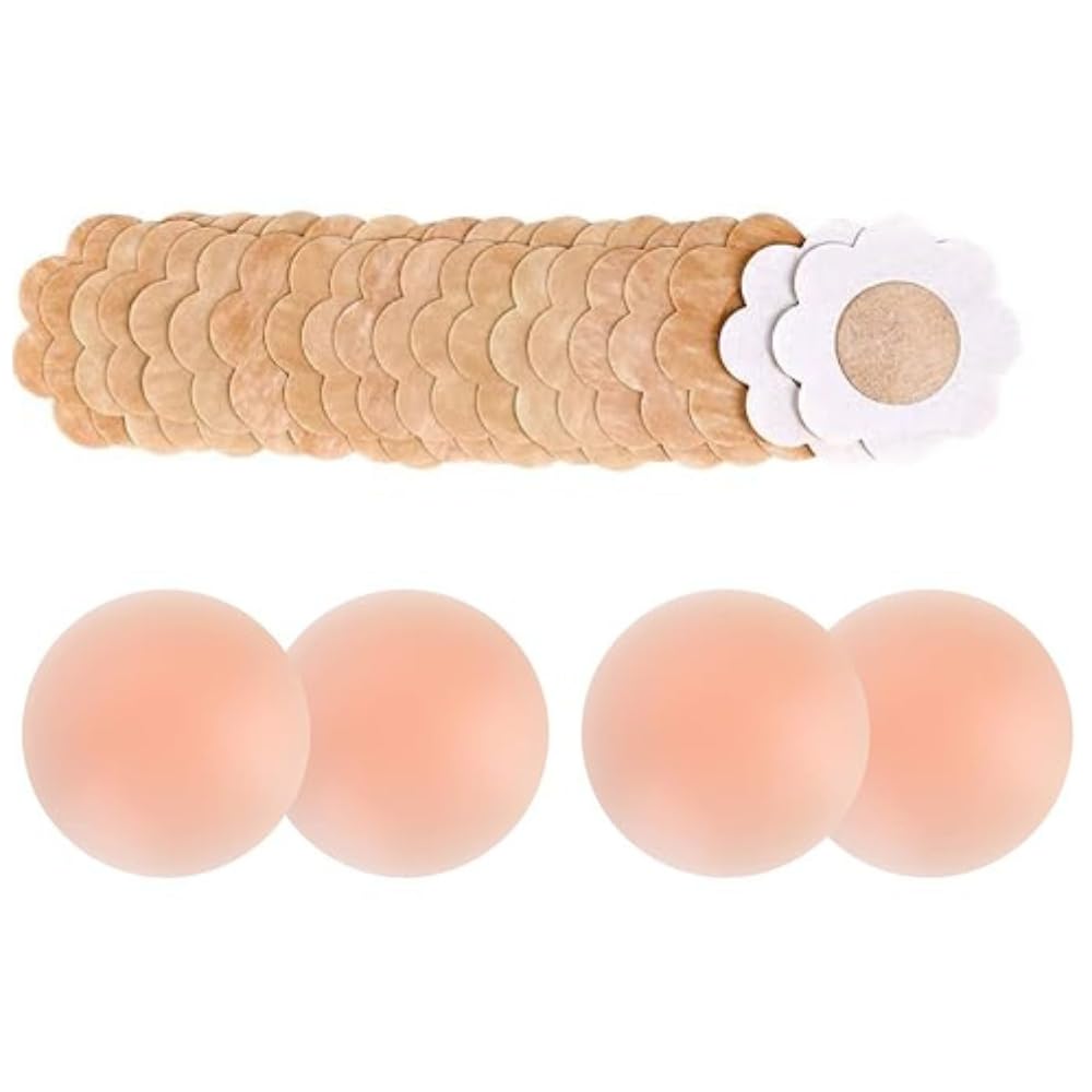 15 Pcs Nipple Covers and 2 Pcs Silicone Nipple Cover for Women Nipple Pasties Disposable Nipple Stickers for Women Nipple Breast Covers 17 pcs-image-16