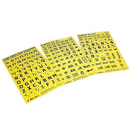 Etiquetas para Teclado con Letras Negras Fondo Amarillo