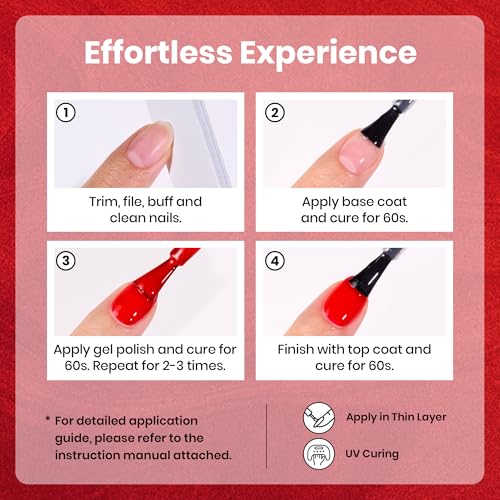 Image of Beetles Red Gel Nail Polish Set - 6 Colors Jelly Shimmer Burgundy Gel Nail