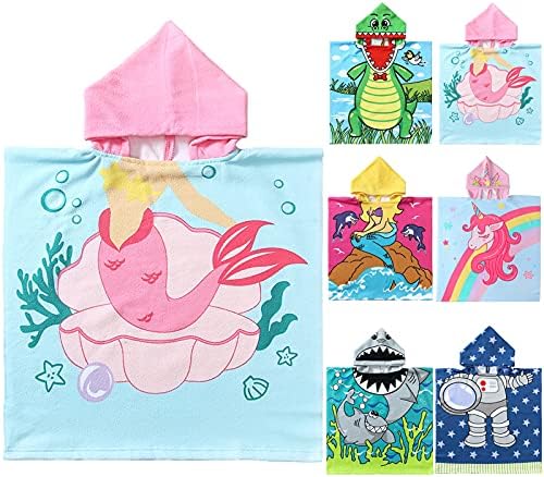NovForth Kids Beach Towel for Boys Girls, Mermaid Hooded Bath Towel Wrap, Toddler Pool Towel with Hood
