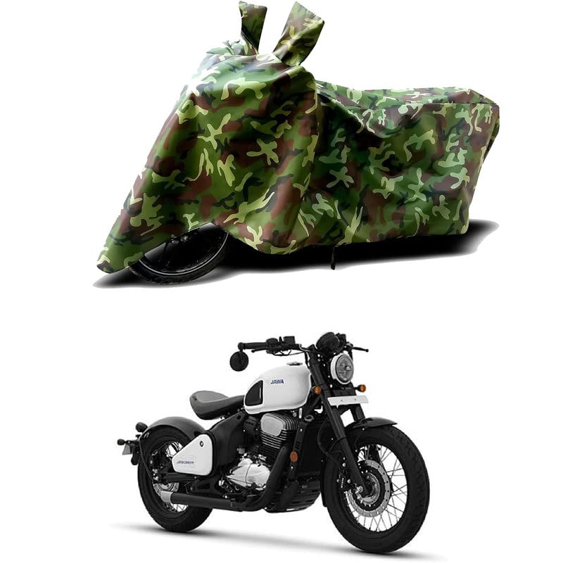 Image of 100% Water Resistant Bike Scooty Two Wheeler Body Cover Compatible for Jawa 42 Bobber BS6 /UV-Rays /Heat Protection /Birds Dropping /Scratchproof /Dust Proof /Waterproof /All Varient[Green MJ]