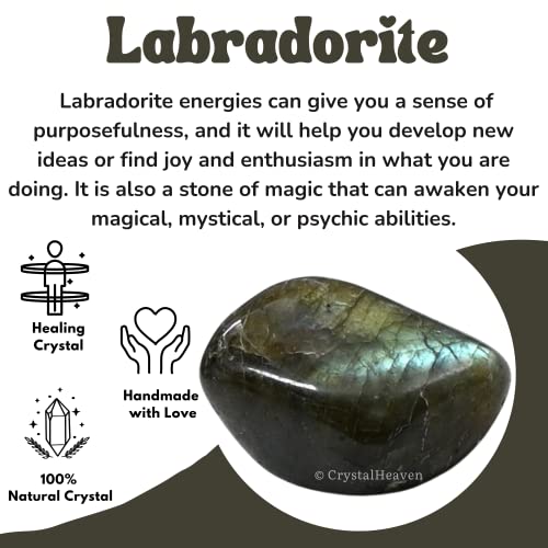 Image of Certified Labradorite Crystal Healing Tumbled Stone, Natural Polished Crystals for DIY Crafts, Manifestation, Meditation, Pooja Feng Shui and Reiki Healing (30 Grams)