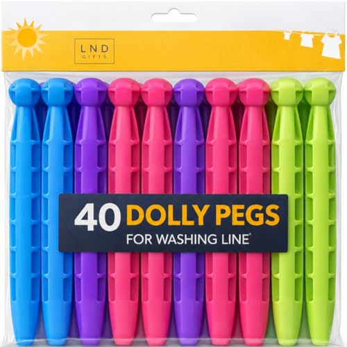 Dolly Pegs 40 Pack Strong Windproof Clothes Pegs for Outdoor Washing Lines
