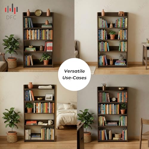 Image of DFC Element Crysta Shelf for Home, Living Room & Bedroom | Engineered Wood Storage Shelf with Open Display Design | Space Saving Organizer for Books, Decor & Daily Essentials (Espresso, 4 Level)