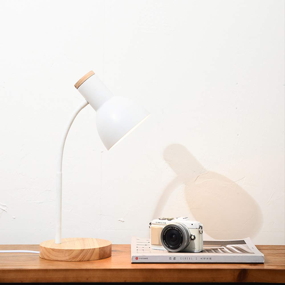 Mengjay Einfache Nordische Moderne Tischlampe, Schreibtischlampe mit E27 Lampenfassung, Tischleuchte Verstellbare, Augenschutzlampe, Schülerleselampe, Arbeitslampe, Bürolampe, Nachttischlampe