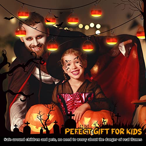 Image of Riakrum 6 Pieces Halloween Remote Timer LED Lights with Remote Summer Halloween LED Pumpkin Lights Battery Operated Lantern Bright Flameless Candle(Orange, White)